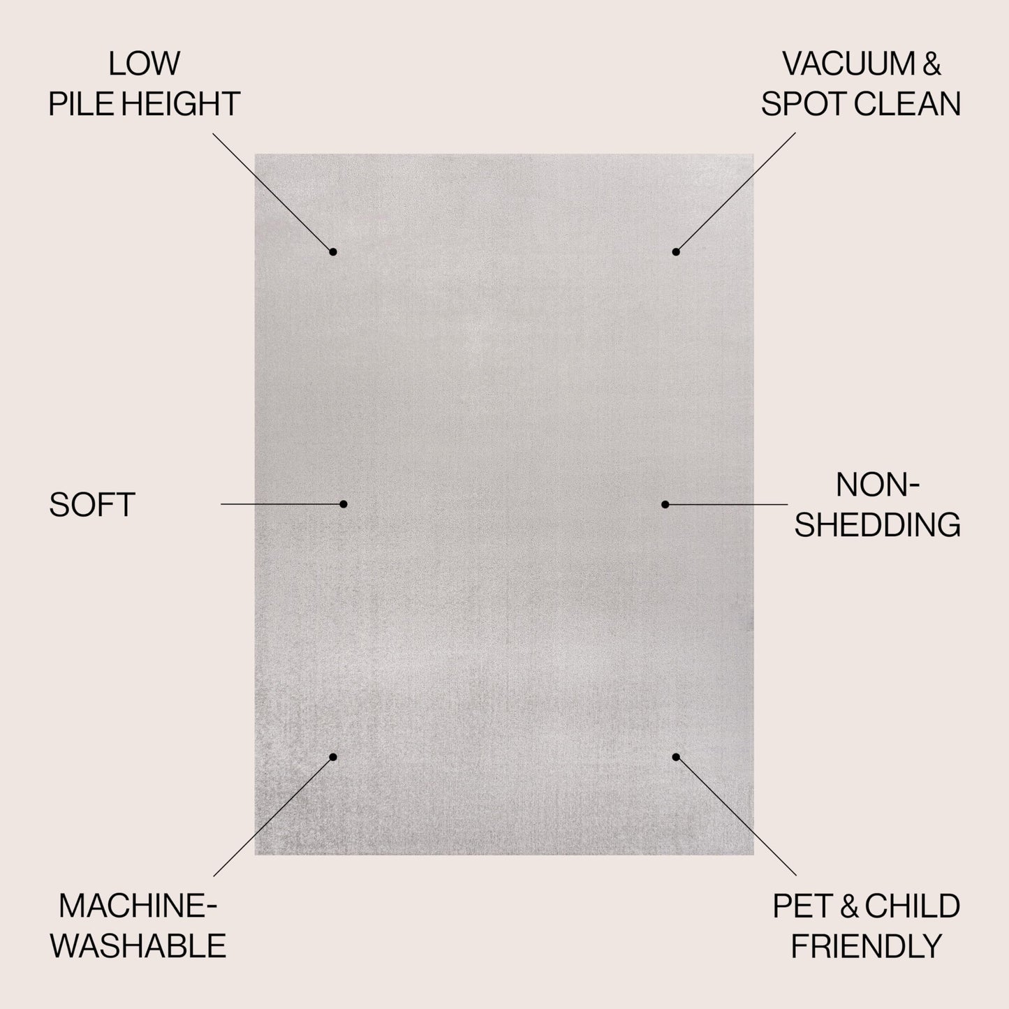 JONATHAN Y Machine Washable Light Gray Indoor Area Rug 4X6 ft, Twyla Classic Solid Low-Pile for Living Room, Bedroom, Kitchen, Office, Easy-Cleaning, Pet-Friendly, Non-Shedding WSH300C-4
