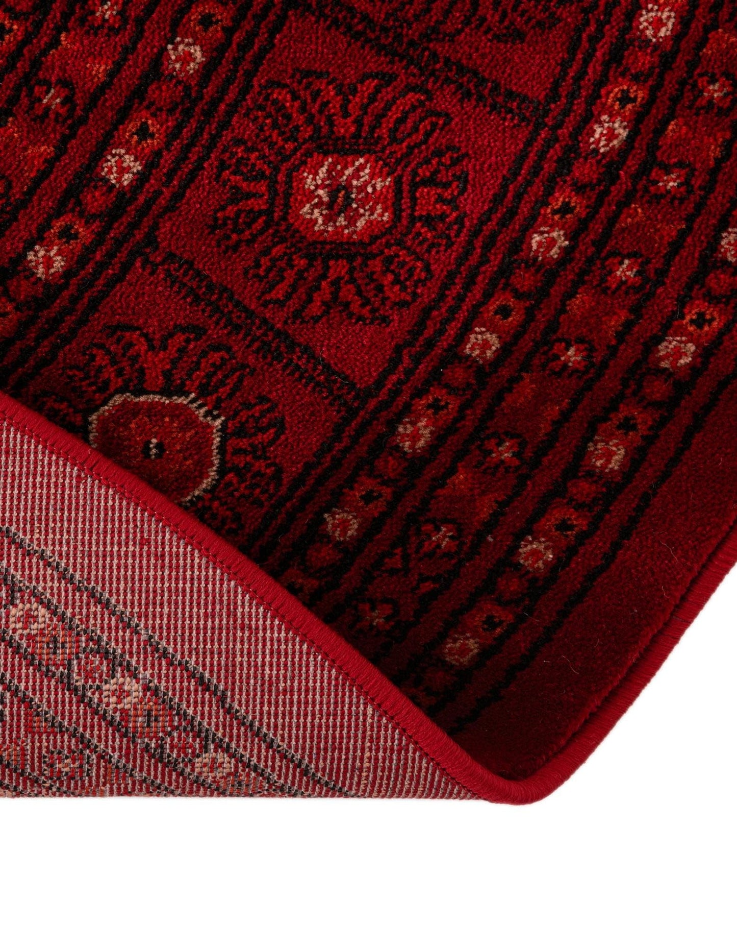 Rugs.com Bokhara Collection Rug – 5 Ft Round Red Medium-Pile Rug Perfect for Kitchens, Dining Rooms