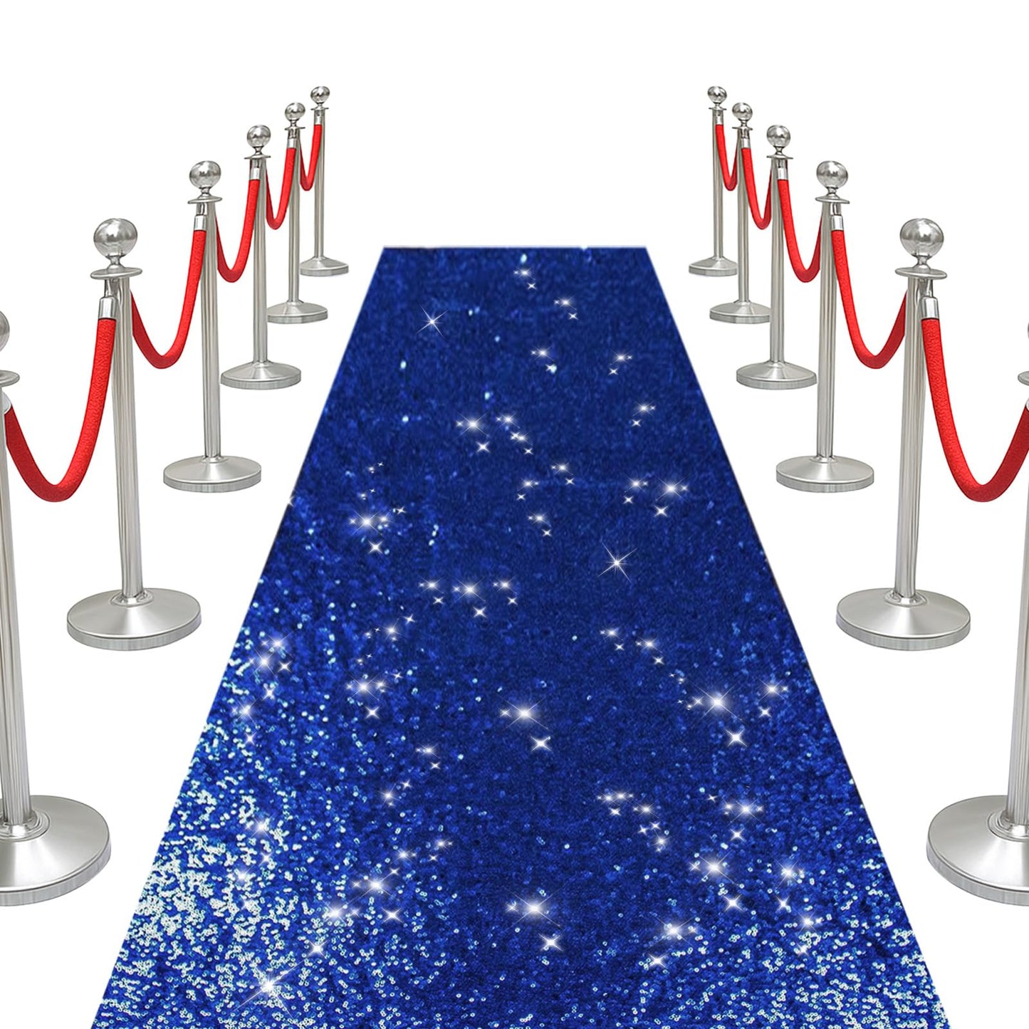 PartyDelight Wedding Aisle Runner Navy Blue Sequin Carpet Sparkly Rug for Ceremony Indoor Outdoor Engagement Decoration 2FTx15FT