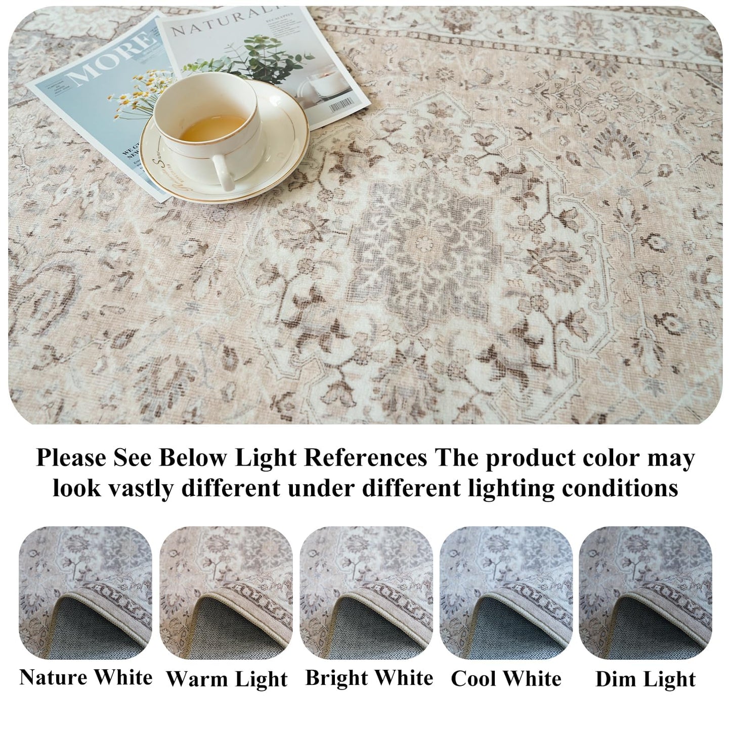 Washable Hallway 3x4 Floor Mats: Farmhouse Non-Slip Kitchen Sink Area Rug Water-Resistant Small Carpet for Living Room Bathroom Thin Soft Doormat Easy-Clean Decorative Rug for Pets Family(3x4,Beige)