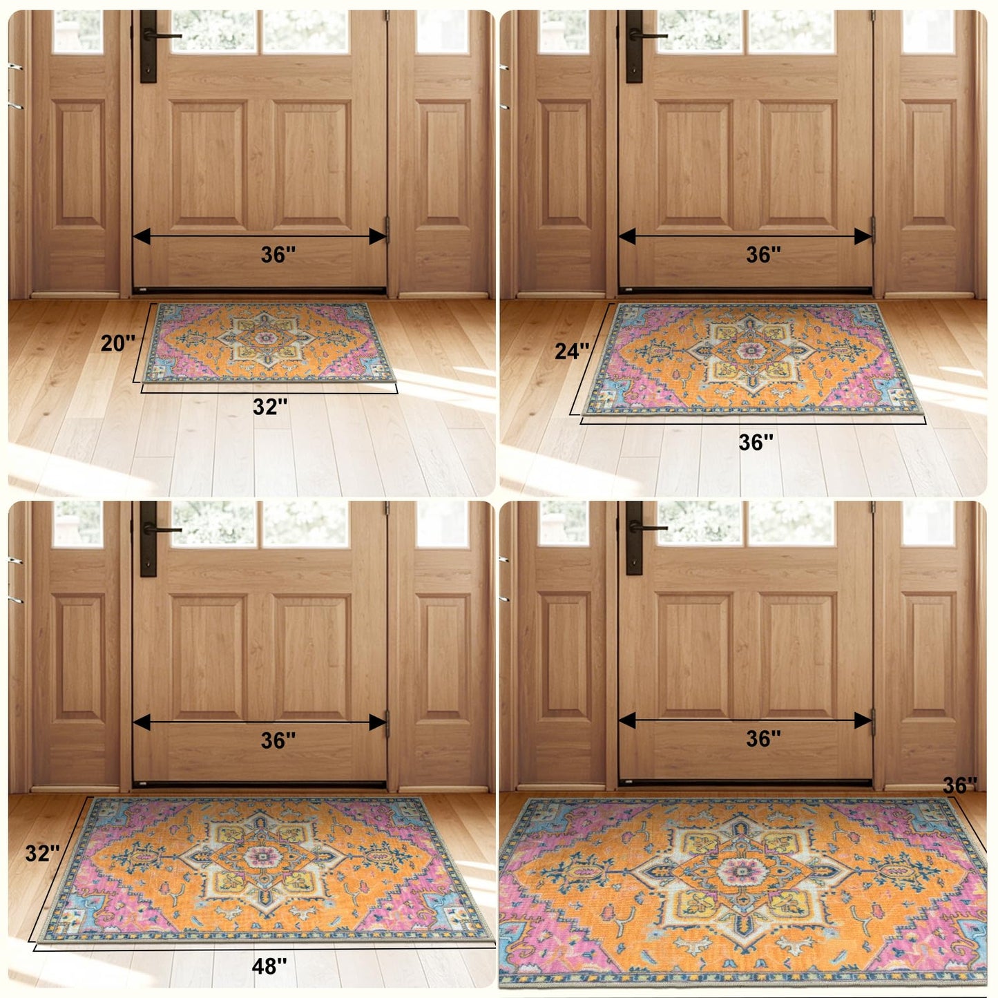 Collive Washable Indoor Door mat, Non Slip Retro Floor Mat 20" x 32" Doormat Quick Absorbent Entrance Rug Distressed Front Door Mat, Welcome Mats Entryway Rug Doormats for Kitchen Home Patio