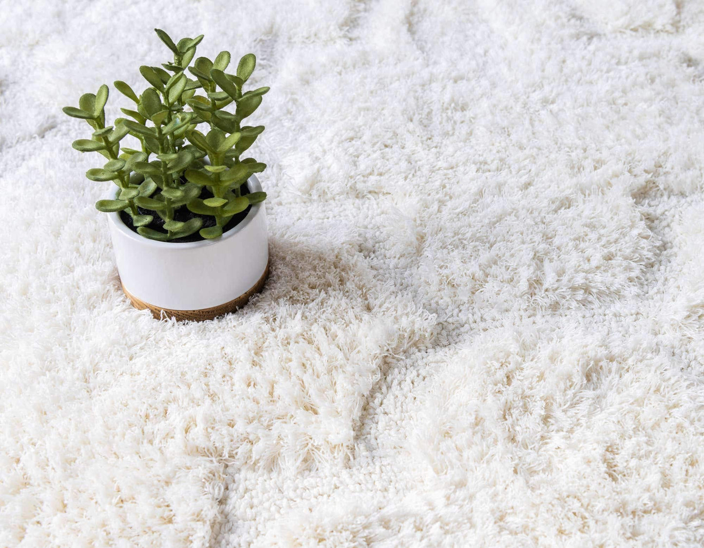 Unique Loom Trellis Shag Collection Plush Geometric Modern Moroccan Lattice Ivory Area Rug (5' 0 x 8' 0)