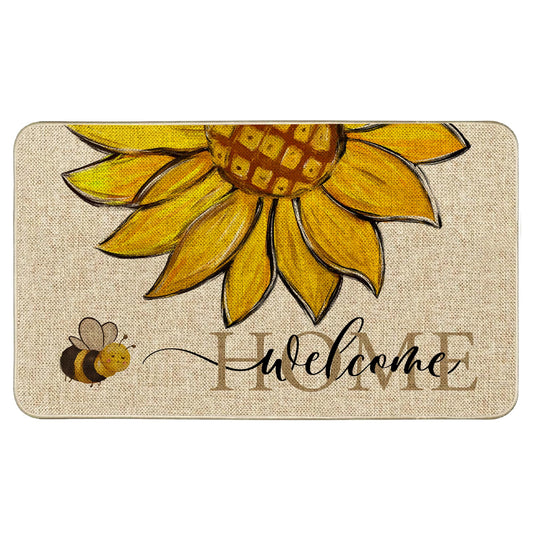 Wylumen Sunflower Welcome Doormat 17"x29", Non Slip Door Mat Indoor Entrance, Hello Indoor Front Door mat, Spring Summer Outdoor Entrance Mat, Low Profile Design Patio Porch Entryway Mats
