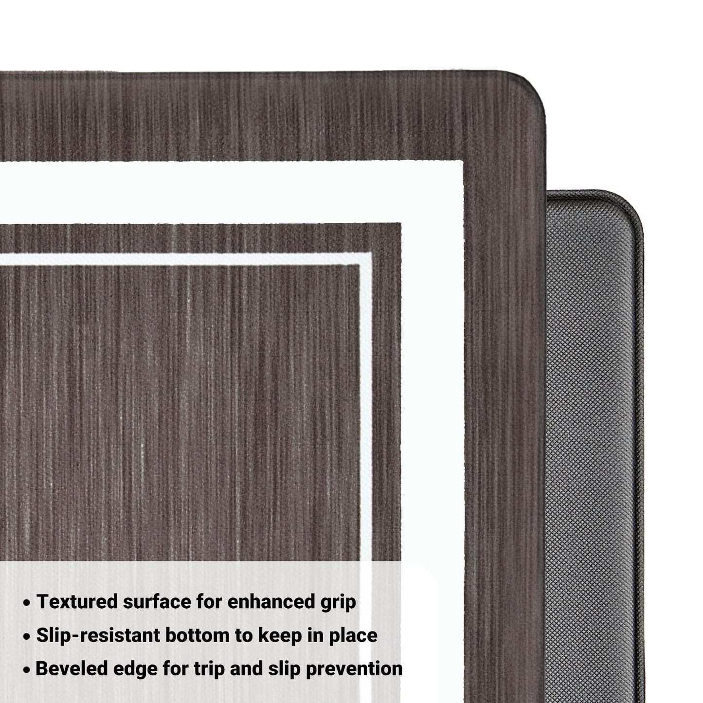 OnesCosy Anti Fatigue Kitchen Mat Set of 2, Brown Kitchen Floor Mat, Waterproof Cushioned Rug, Non Slip Washable Memory Foam Mat for Standing, Sink, Stove, Border, 17.3"x27.6"+17.3"x47.2"