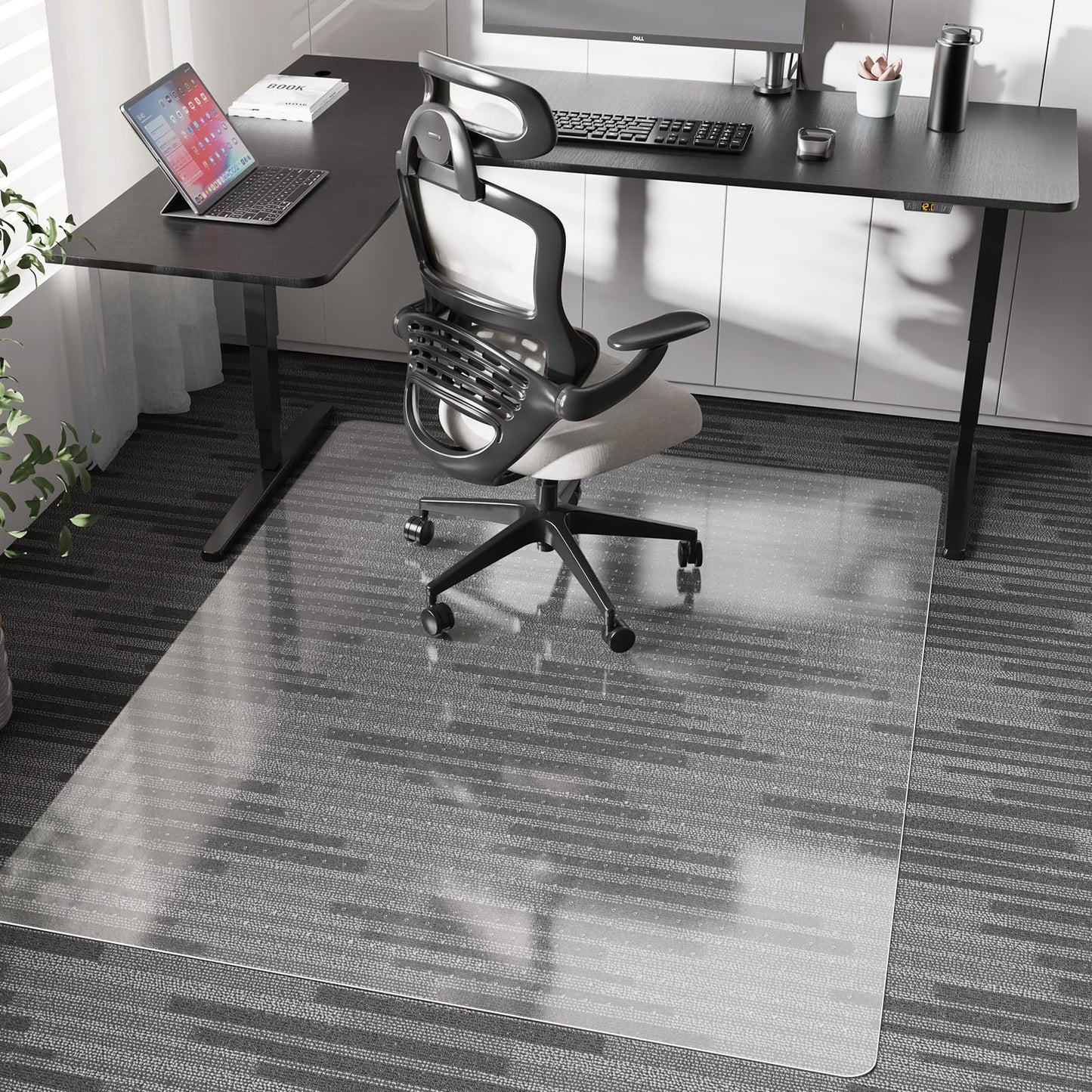 FUNMAT Chair Mat for Carpet, 46" x 60" Desk Chair Mat for Carpeted Floors, Non-Slip Office Vinyl Mat for Carpet with Studded, Easy Glide Heavy Duty Floor Protector Mat for Home Office, Clear