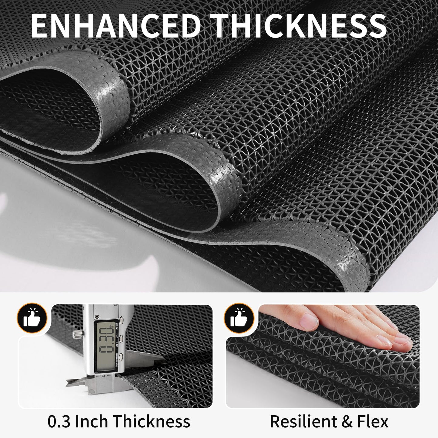 QiCaiJia Front Door Mat 24''x71'', Drainage Heavy Duty Dirt Trapping Non-Slip Doormats, Outdoor Rubber Floor Mats, Restaurant Commercial Kitchen Industral Pool Entrance Bar Wet Area, Black