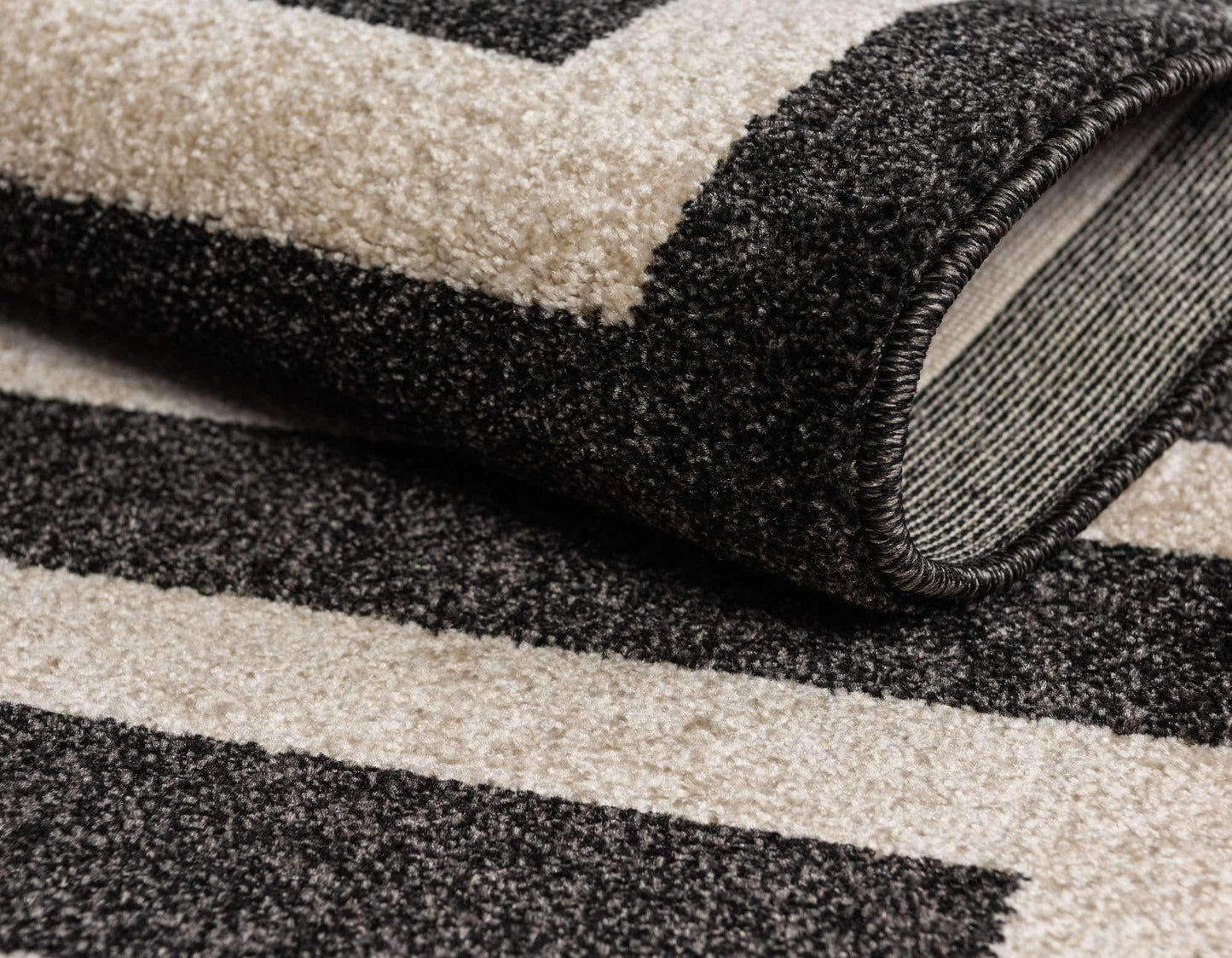 Unique Loom Athens Collection Classic Geometric Modern Border Design Area Rug (5' 0 x 8' 0 Rectangular, Black/ Beige)
