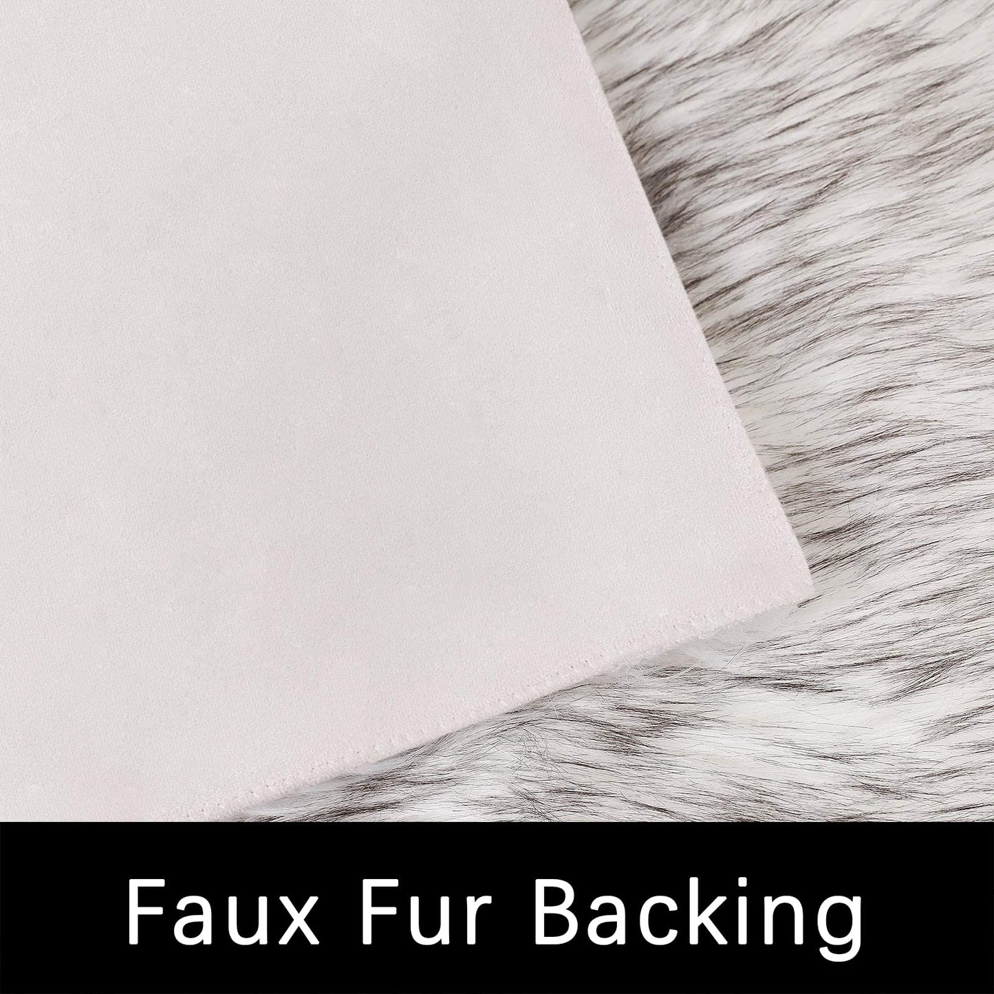 Latepis Area Rug 5x8 Living Room Rugs White with Grey Tips Large Bedroom Fluffy Shag Rugs Washable Faux Fur Rug for Dorm Soft Rugs Home Decor Rectangle