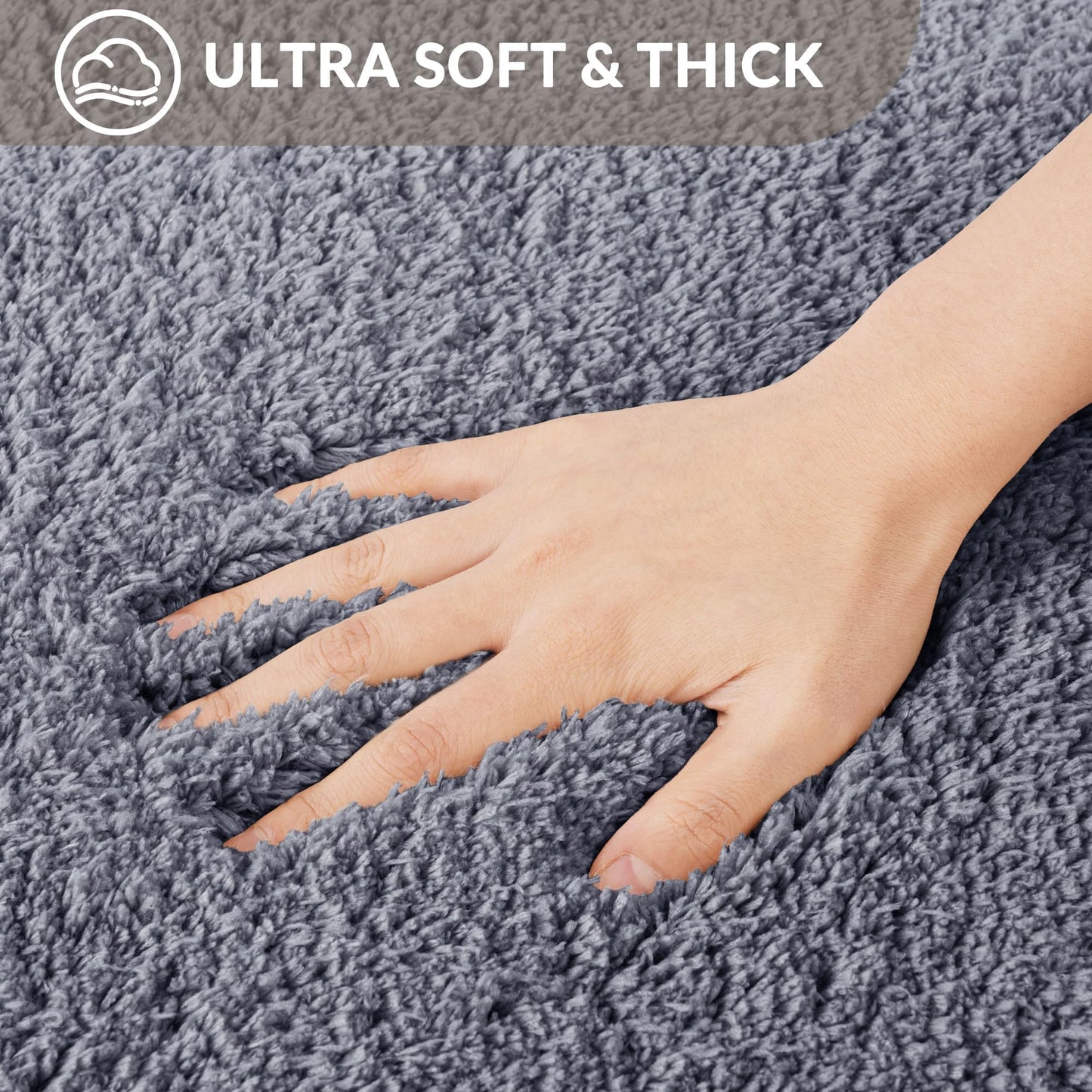 Exclusivo Mezcla Bathroom Rugs Mat 17x24, Extra Soft Non Slip Absorbent Microfiber Bath Rugs, Machine Washable Quick Dry Bath Mats for Bathroom Floor, Shower, Home Decor, Solid Grey