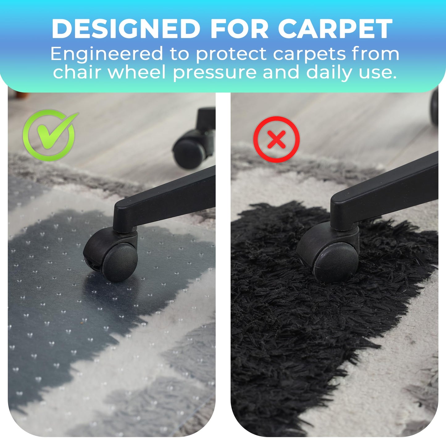 Chair Mat for Carpet 30x48 Inch Office Desk Floor Protector, Computer Chair Mat for Carpet, Durable Carpet Protector Mat, Anti Slip Office Chair Mat Carpet, Chair Mat for Hardwood Floor (Carpet-Floor)