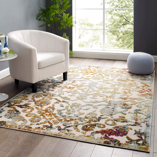 Vintage Floral Persian Medallion Indoor/Outdoor Area Rug