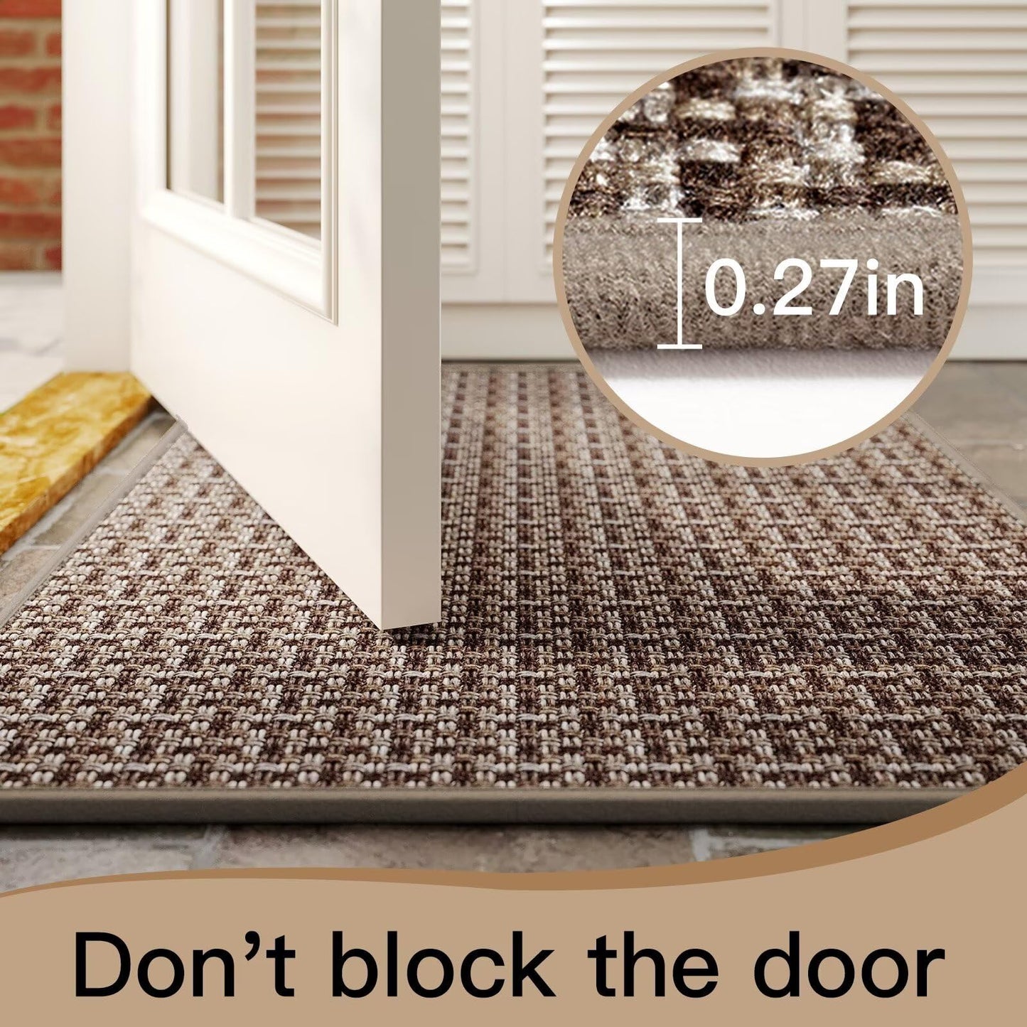 YDKGL Door Mat 24"x35", Dirt Resistant and Absorbent, Non-Slip Rubber Backing Floor Mats, Easy Clean Low-Profile Doormat for Entryway, Front Door, Inside Entrance, Brown