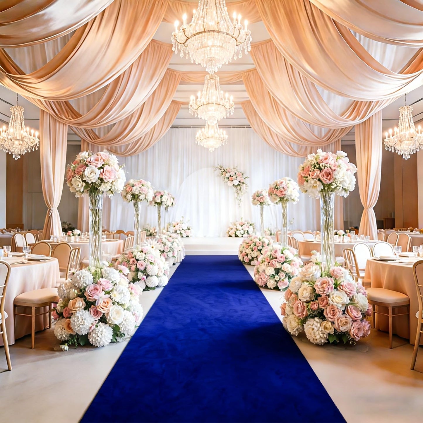 FUHSY Royal Blue Velvet Aisle Runner - 4x15FT Luxury Wedding Carpet for Indoor/Outdoor Ceremony & Party