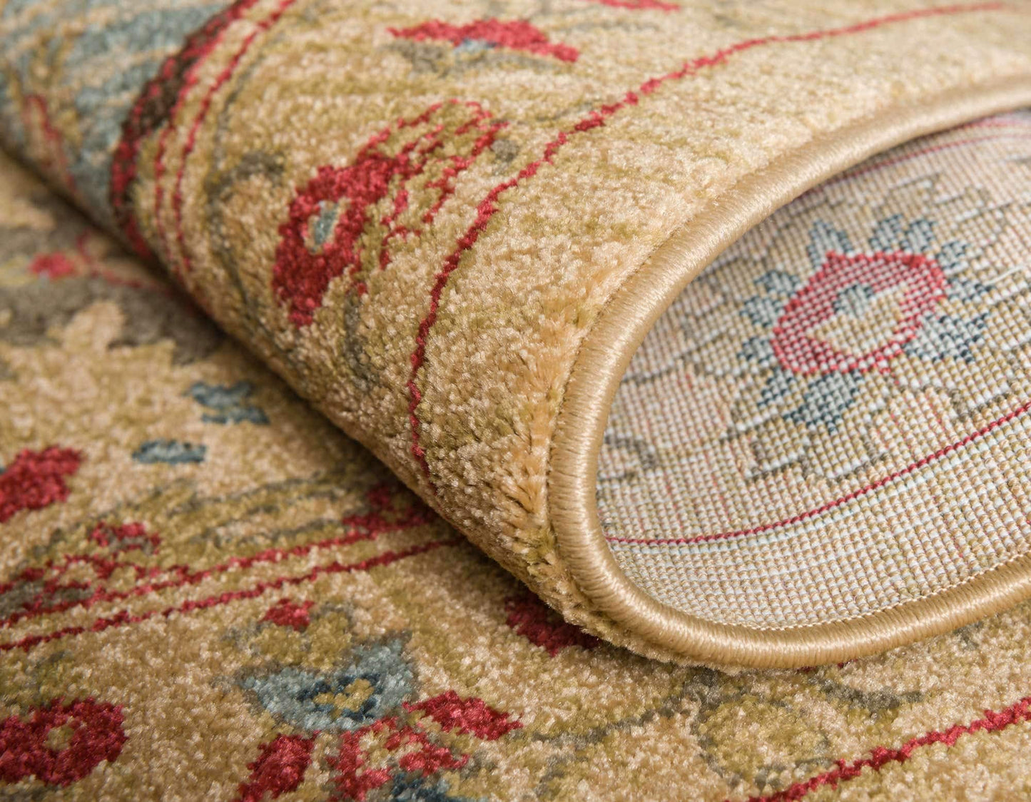 Unique Loom Edinburgh Collection Area Rug - Tulip (5' 1" x 8' Rectangle Tan/Red)