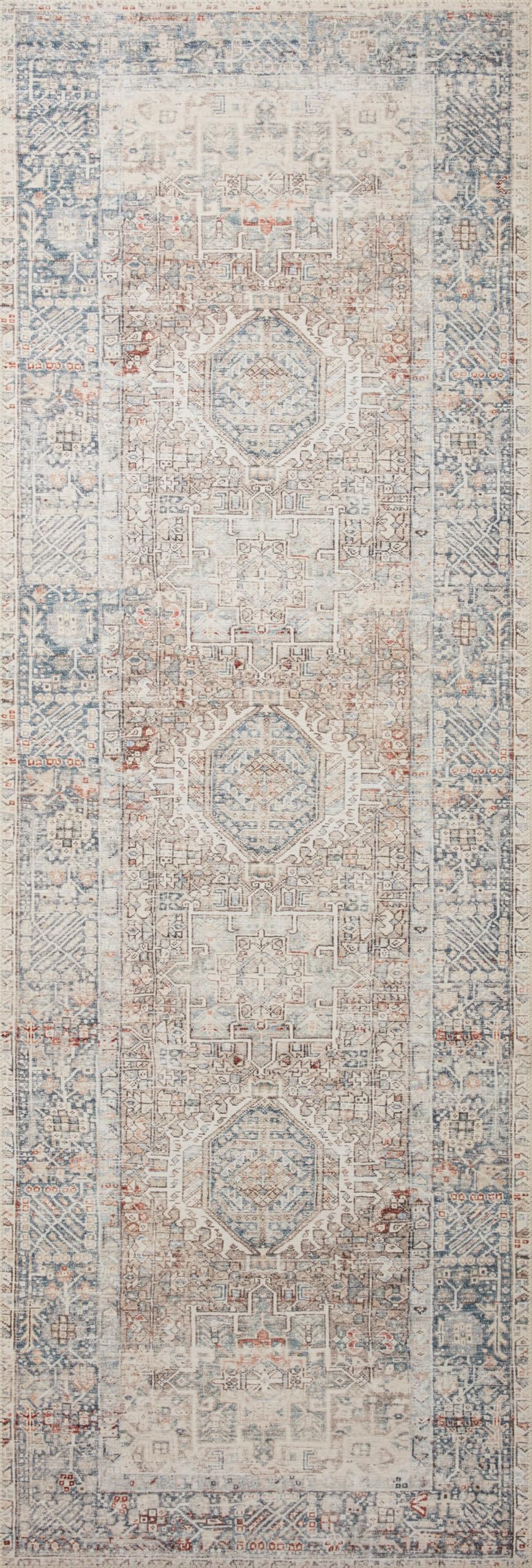 Loloi Chris Loves Julia Jules Collection JUL-07 Natural/Ocean 7'-6'' x 9'-6'', .13" Pile Height, Area Rug