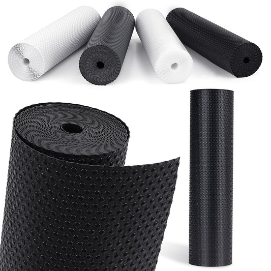 MooiFun Drawer Liners, Waterproof Shelf Liner, Anti-Slip Non-Adhesive BPA Free Kitchen Cupboard Cabinet Liner Refridge Fridge Mats Sink Protector Strong Durable for Home (Black/11.8in x 10Ft)