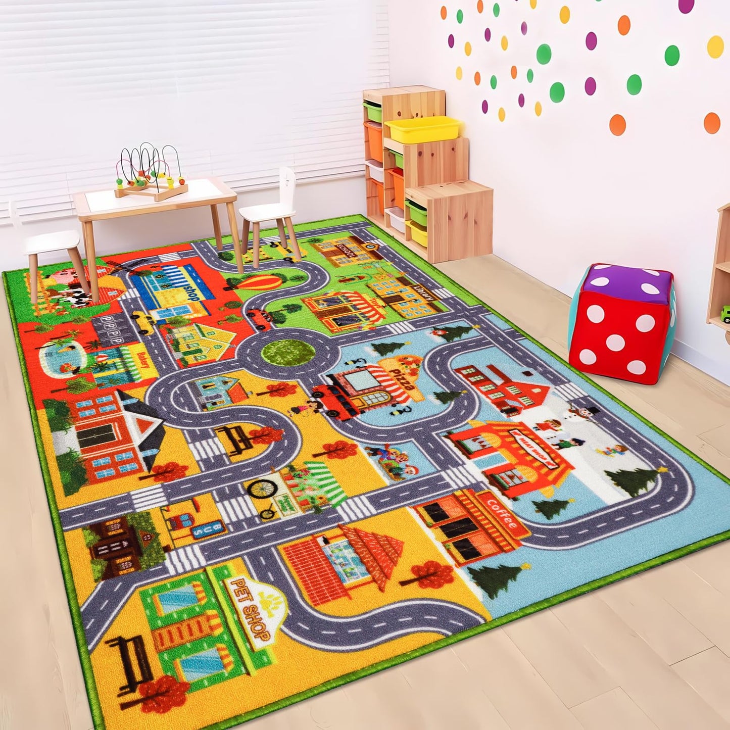 Kids Rug Carpet Car Play Mat, Non-Slip Traffic Road Rug for Kids, Extra City Map Educational Mat for Playroom Boys Bedroom Classroom (78.7X59 INCH, Four Season)
