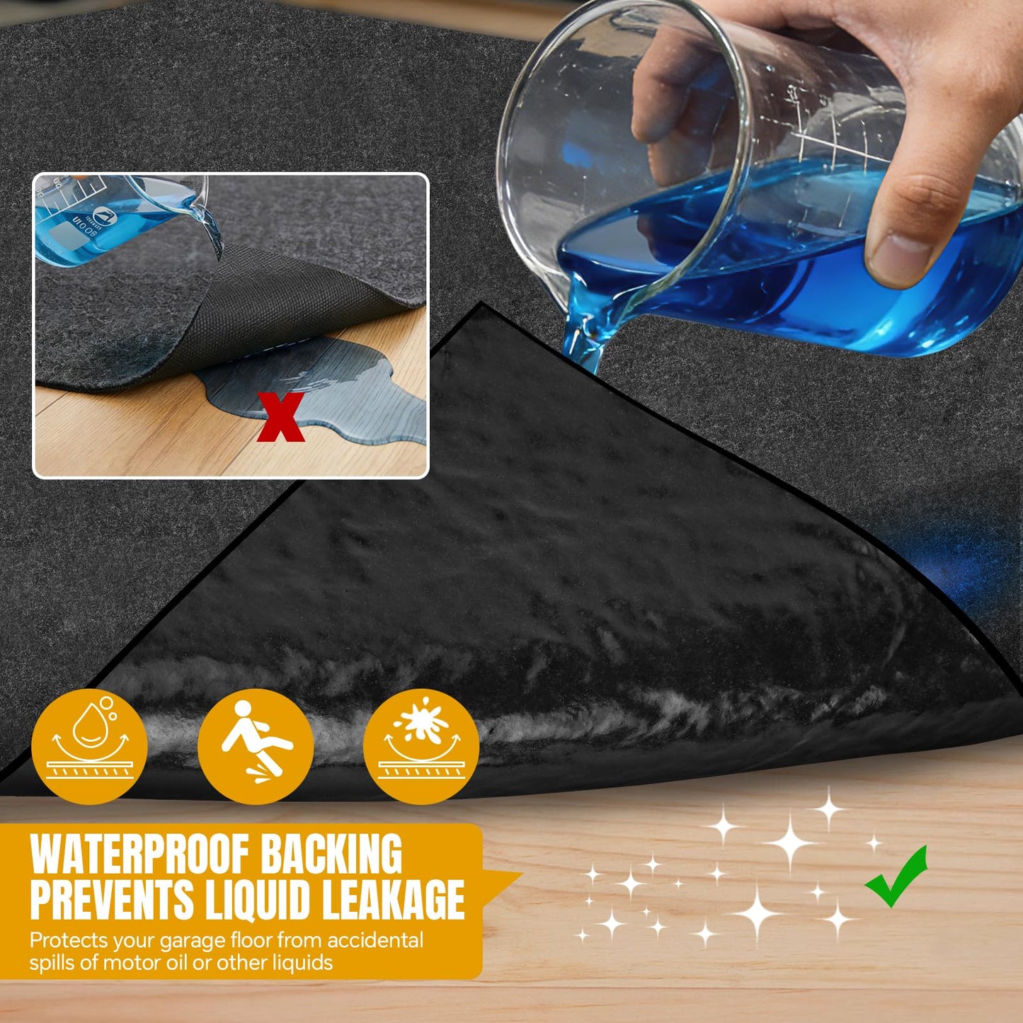 Extra Large Garage Floor Mat 8.8 x 22 FT – Heavy Duty Oil Absorbent Parking Mat with Waterproof Non-Slip Backing,Reusable Washable Floor Protector for Garage,Driveway, Workshop & SUV,Velcro Included