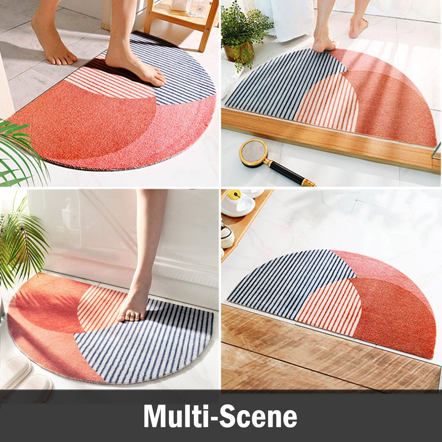 THRILRUG Half Round Inside Door Mats for Front Door Mat Indoor 17"x28" Entryway Rug Boho Door Mat,Half Circle Cute Welcome Mat Indoor Entrance mats,Semicircle Non-Slip Low-Profile (17"x28")