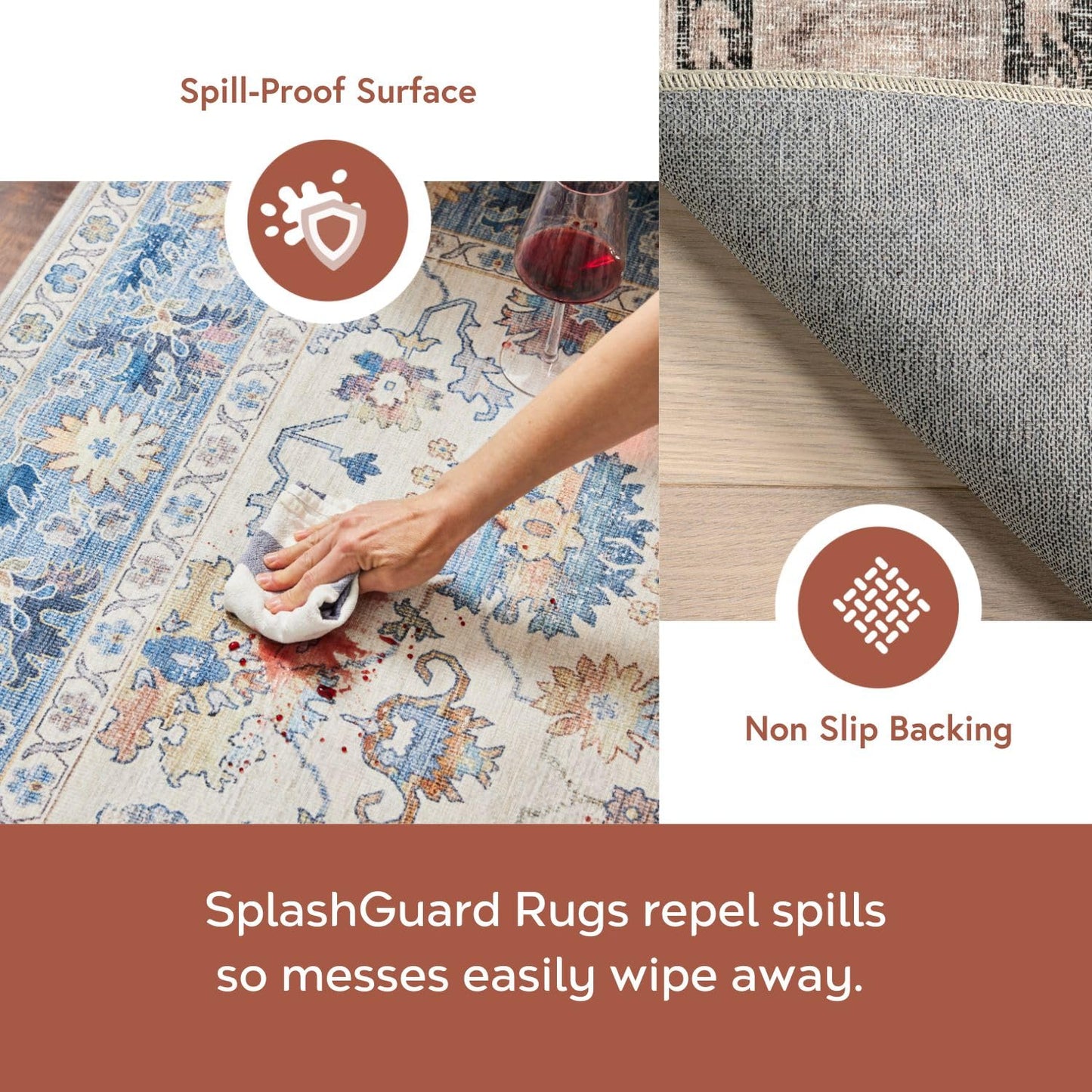 Nuloom Splashguard Collection Davi Stone/Ivory, 2' x 3', Vintage, Soft and Cozy, High Traffic, Stain Resistant, Durable, Machine Washable Area Rug for Bedroom, Living Room, Dining, Foyer, Entryway