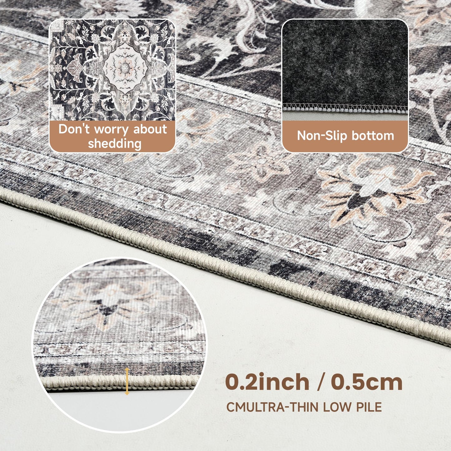 Office Chair Mat for Hardwood Tile Floor, 36"x48"Anti-Slip Under Desk Carpet Protector for Rolling Computer Chair Mat, Machine Washable Office Area Carpet (Chenille,Brown)