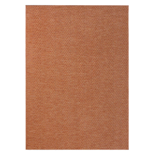 Town & Country Basics Pax Herringbone Textured Solid Everwash® Washable Area Rug, Low Pile, Non-Slip Backing, Easy Clean Pet & Family Friendly Rug, Rust, 4'11"x7'
