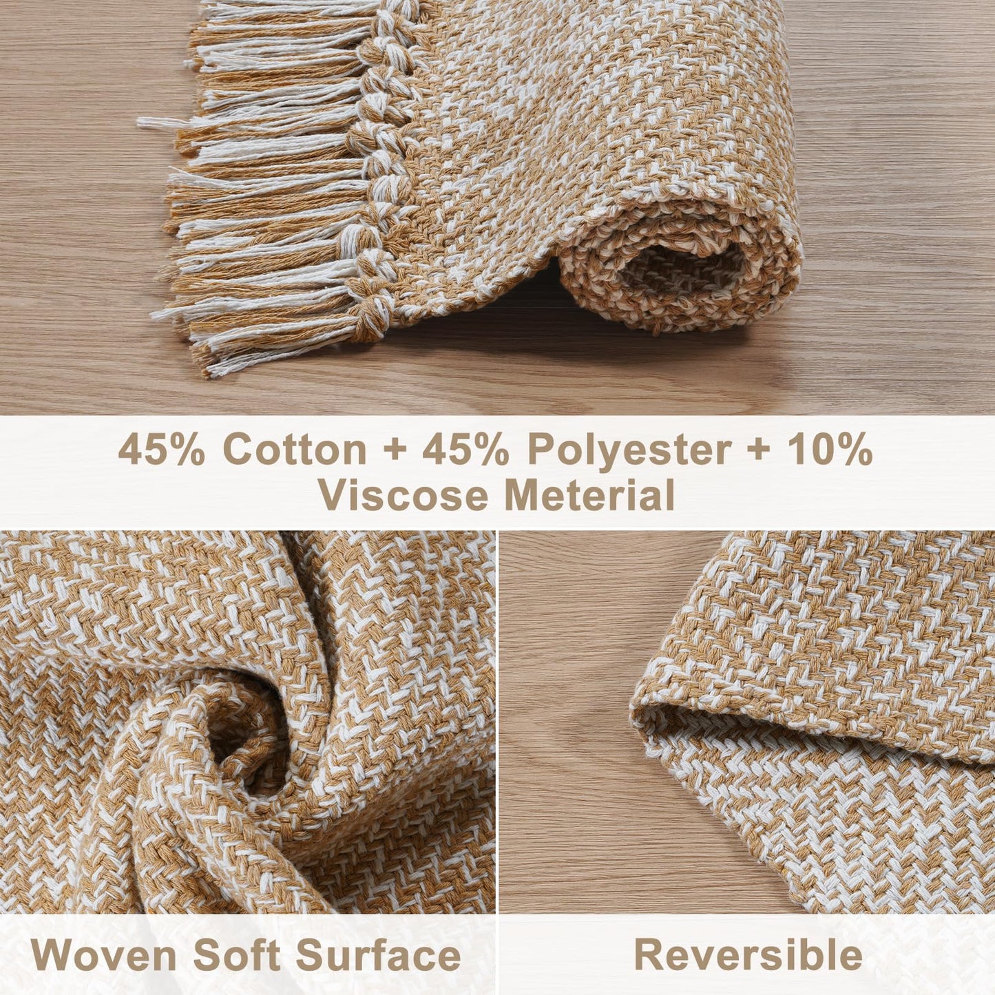 Collive Hallway Runner Rug, 2' x 6' Hand Woven Reversible Washable Entryway Rugs, Tan Cotton Modern Laundry Room Carpet Long Farmhouse Carpets for Bathroom Sink Foyer Bedroom