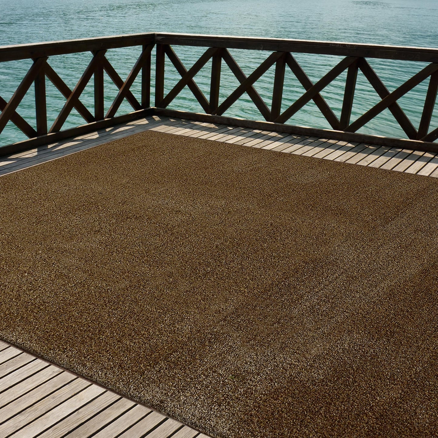 iCustomRug Synthetic Grass Rug – 12 x 15ft Brown Tan Turf Carpet for Patios, Yards, Boats, Camping – Indoor/Outdoor Use