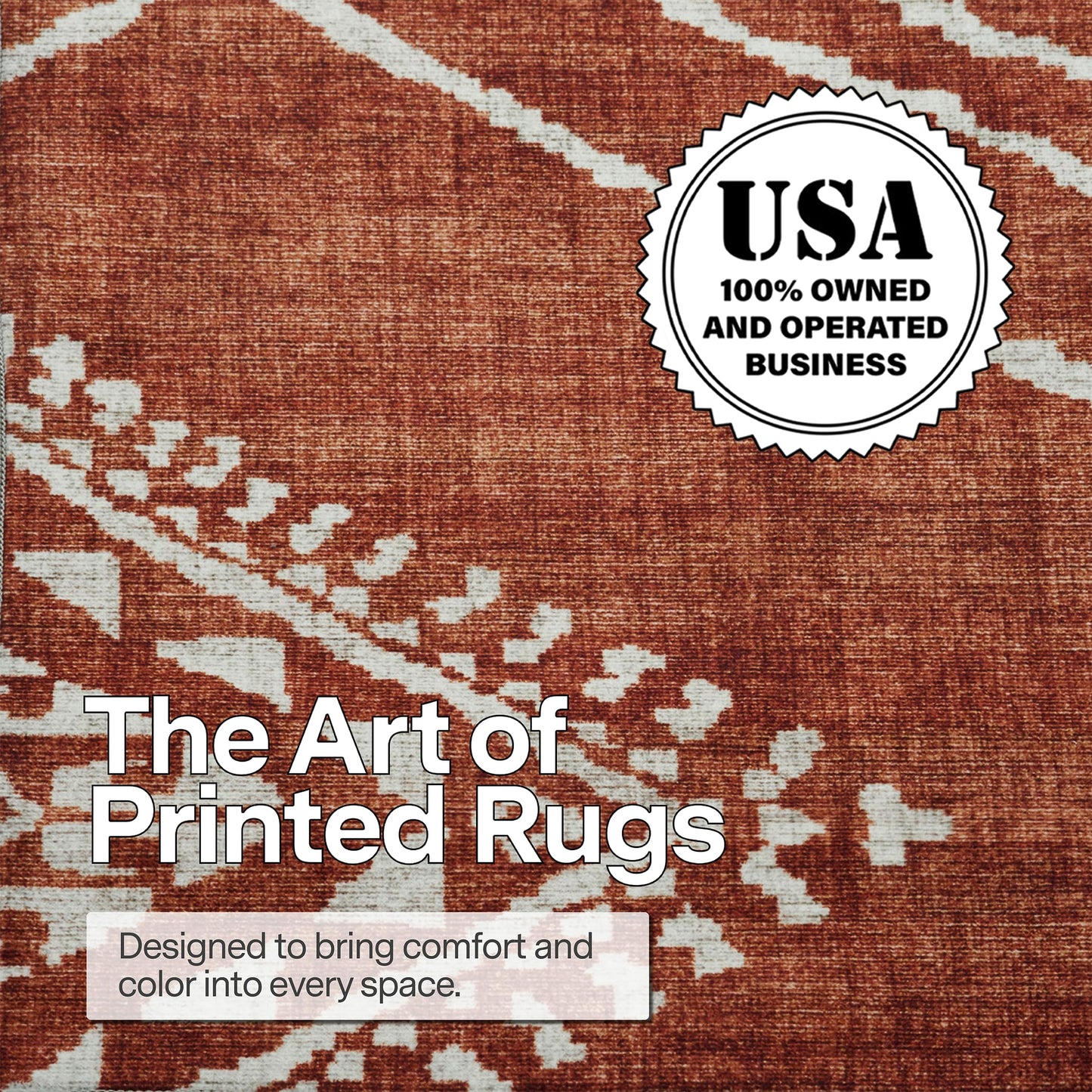 ReaLife Rugs Machine Washable Area Rug - Living Room Bedroom Bathroom Kitchen Entryway Office - Padded Low Pile Stain Resistant Premium - Moroccan Diamond Tribal - Jax - Orange 7'6" x 9'6"