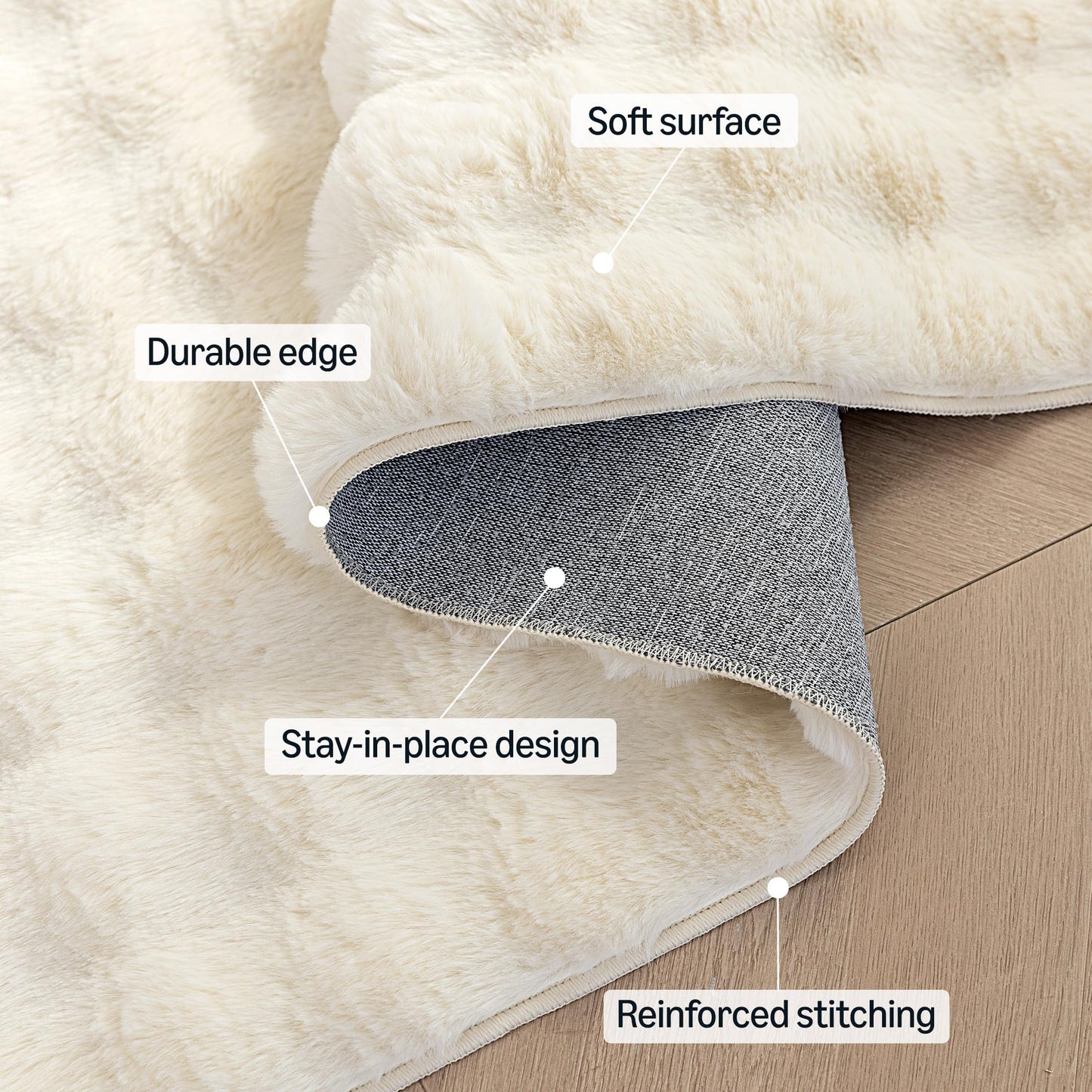 Amazon Basics Indoor Area Rug, 3D Bubble Washable Home Decor Carpet for Living Room, Bedroom, 4' W × 6' L, Beige