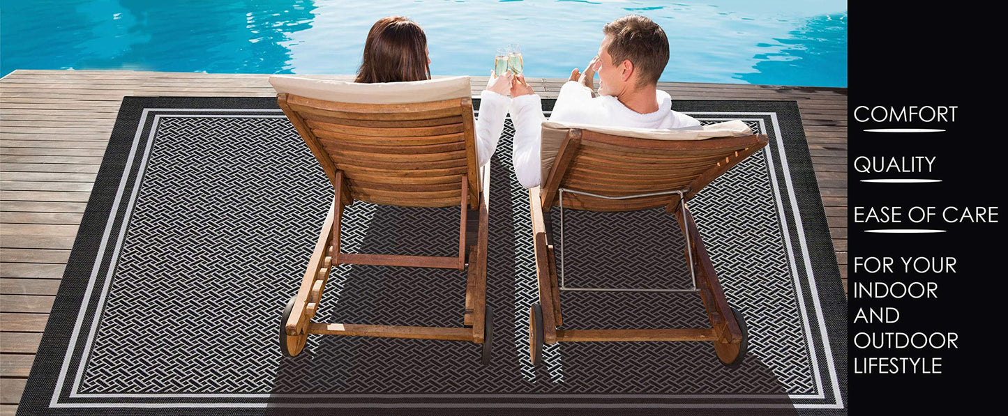Gertmenian Indoor Outdoor Area Rug, Classic Flatweave, Washable, Stain & UV Resistant Carpet, Deck, Patio, Poolside & Mudroom, 9x13 Ft Extra Large, Anchor, Red