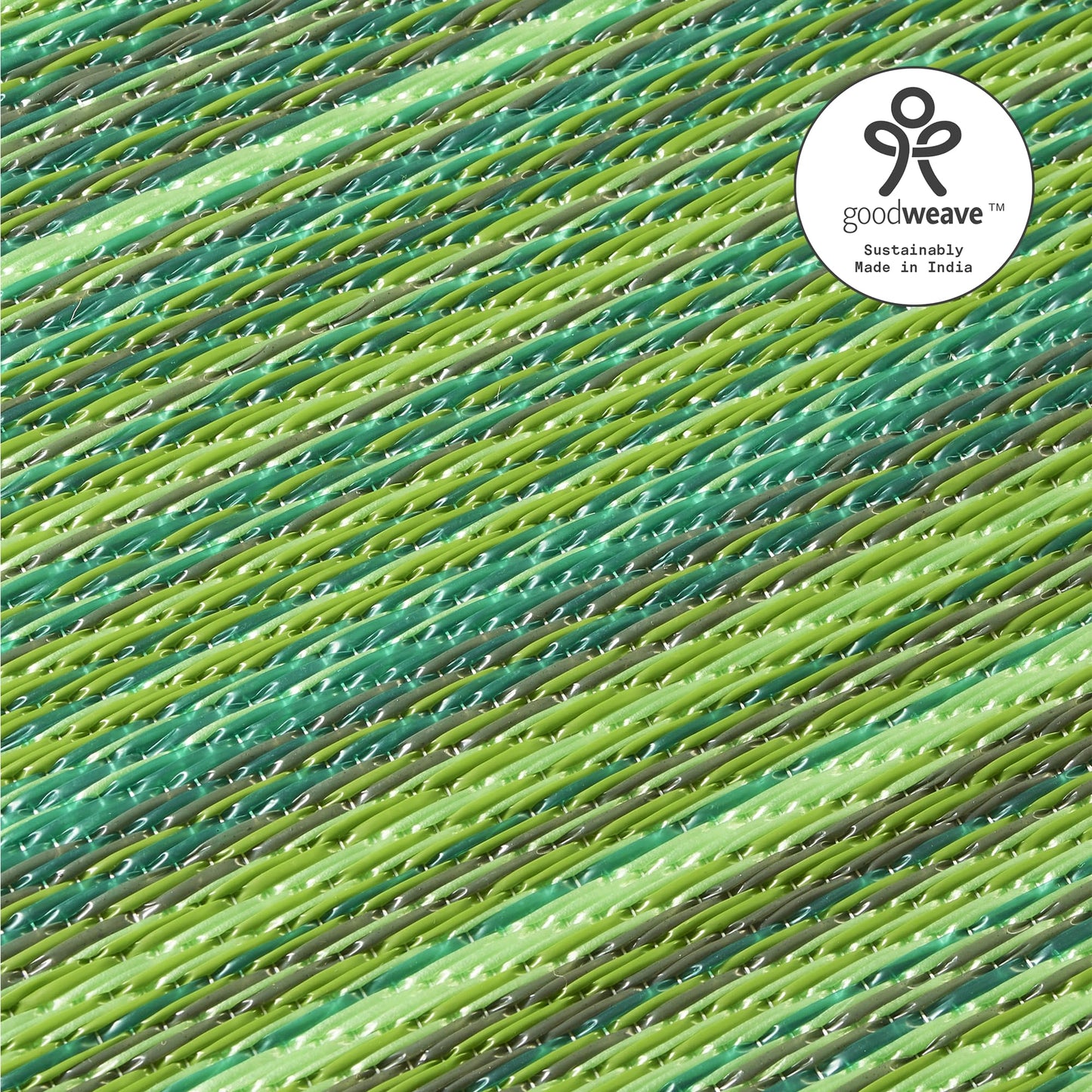 Fab Habitat Outdoor Rug - Waterproof, Fade Resistant, Crease-Free - Premium Recycled Plastic - Striped - Patio, Porch, Deck, Balcony - Cancun - Green - 5 x 8 ft