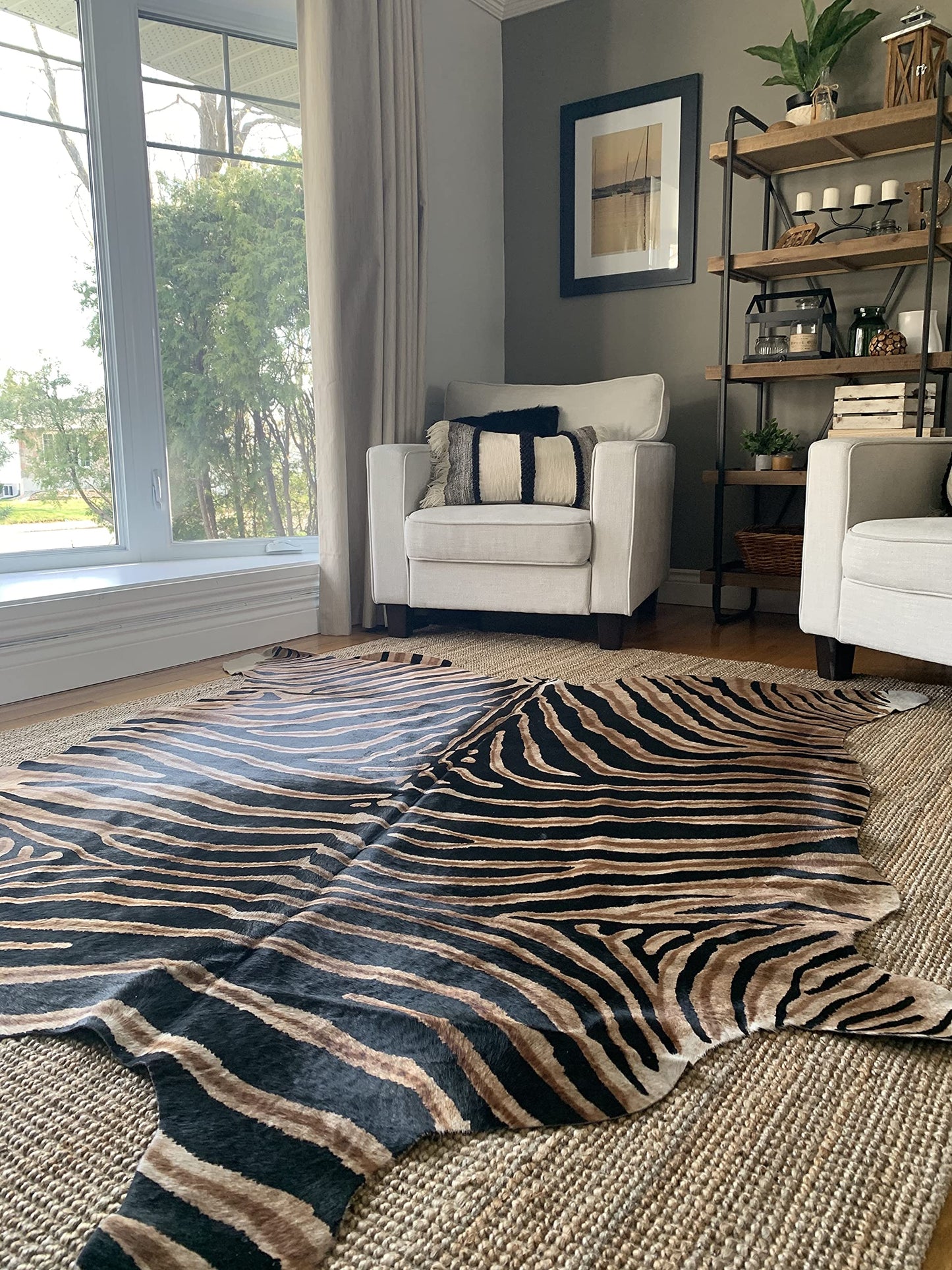 Deluxe Cowhides - Cowhide Area Rug - Dark Brown Genuine Zebra Cowhide Approx 7X6 feet or 213X183cm