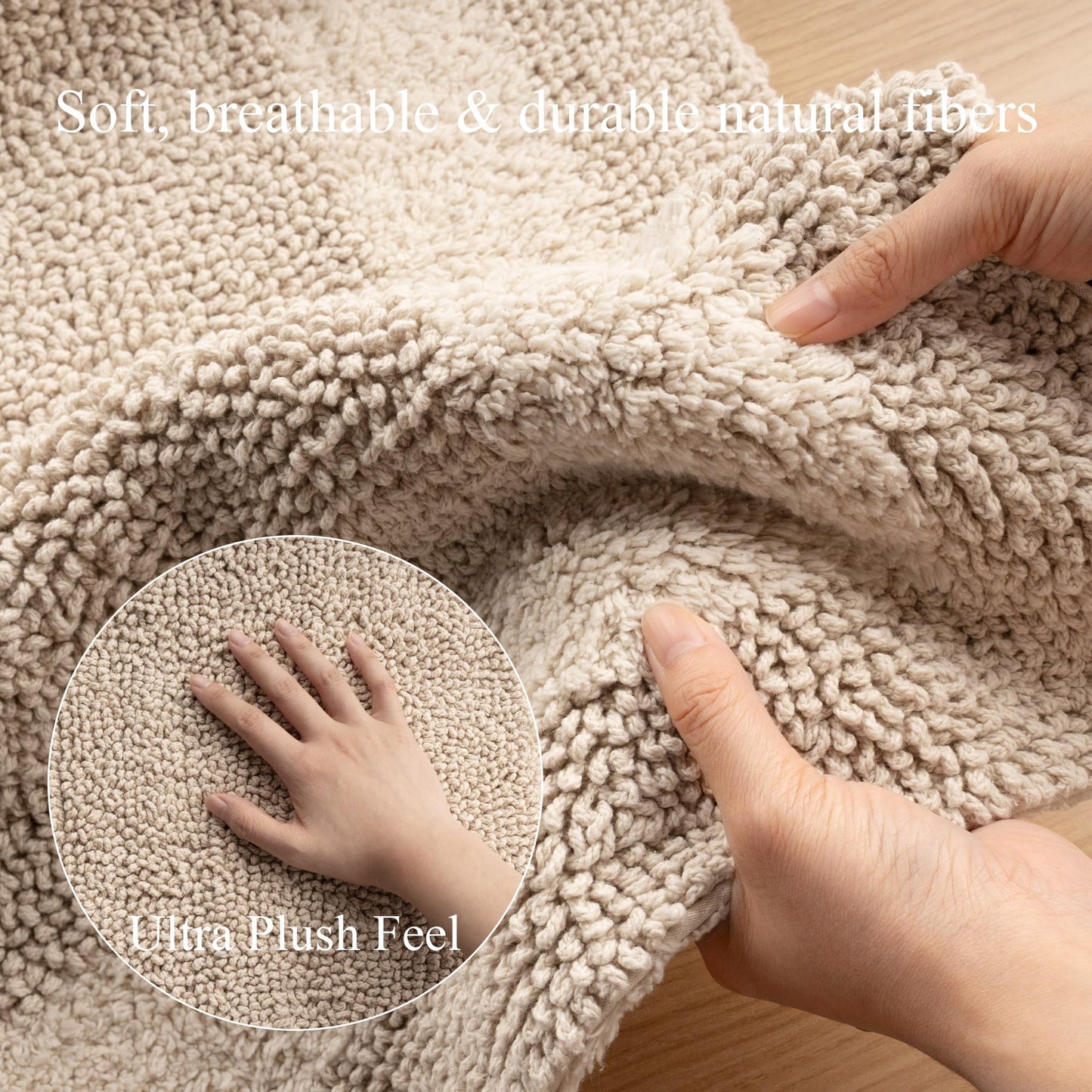 Barossa Design Reversible Cotton Bathroom Runner Rug - 22 x 60 Inch Long Bath Mat Washable & Soft Absorbent, Large Bath Rug for Bathroom Floor, Double Sink Vanity - Beige, 22x60 XL