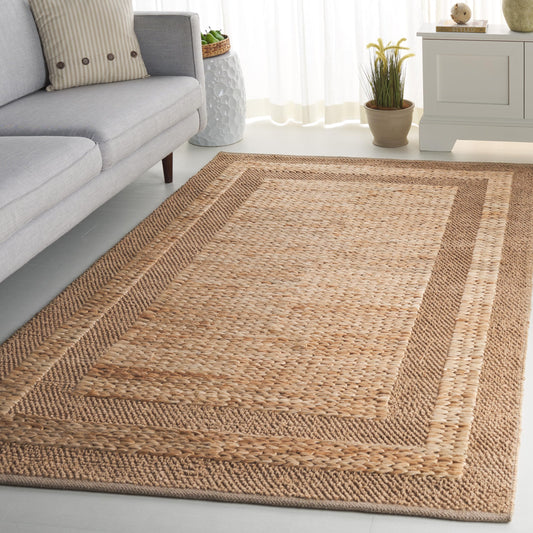 SAFAVIEH Natural Fiber Collection Area Rug - 4' x 6', Natural, Rustic Farmhouse Boho Style, Handmade Jute & Cotton, Ideal for The Living Room, Bedroom, Dining Room (NFB378A-4)