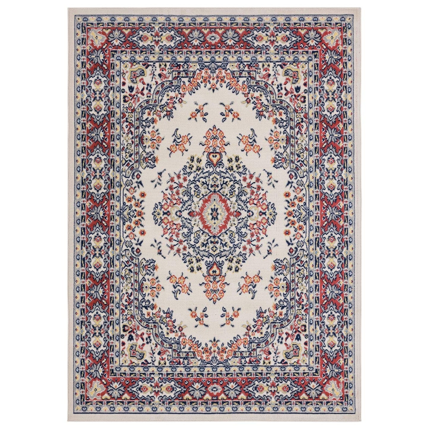 Home Dynamix Premium Sakarya Traditional Medallion Area Rug, Ivory/Red, 7'9"x10'8"