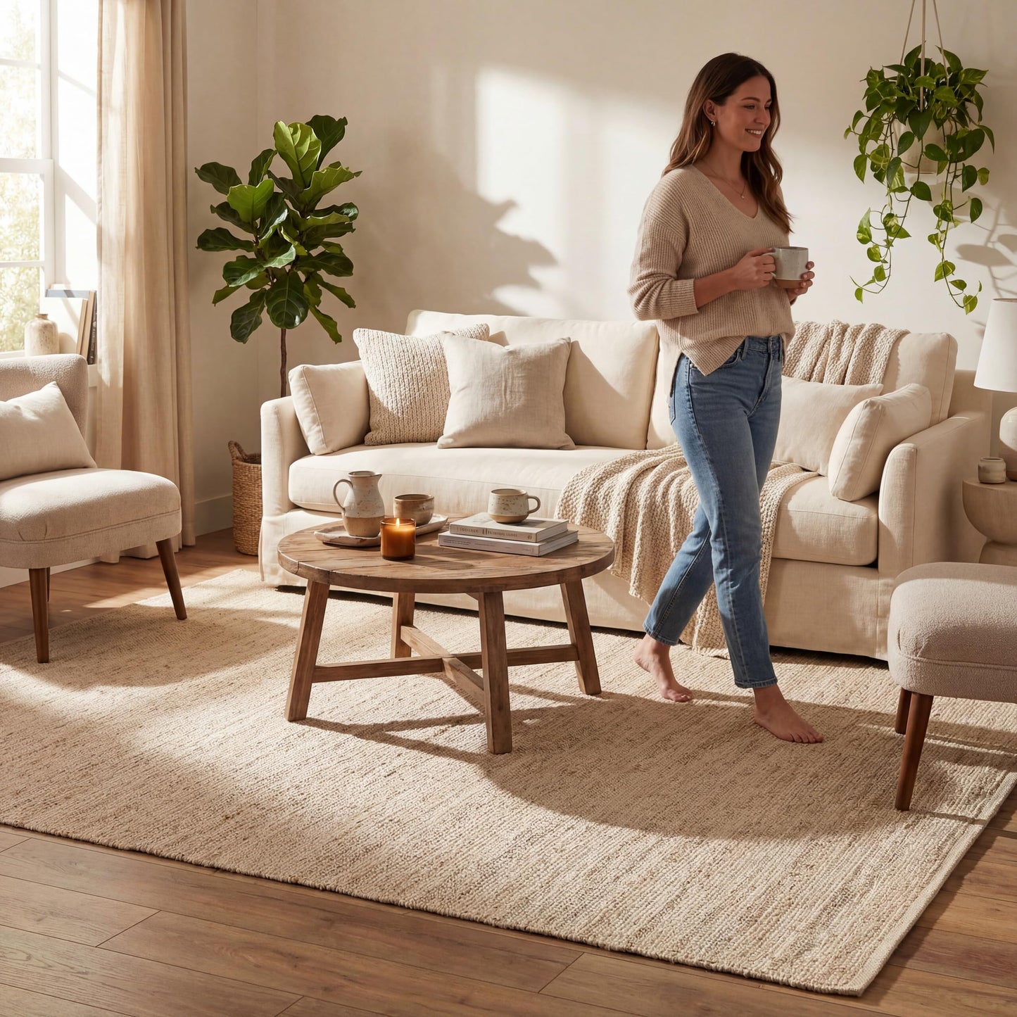 nuLOOM 2'6" x 10' Elfriede Jute & Cotton Hand Woven Area Rug, Natural, Solid Rustic Farmhouse Style, Weaved Design, Natural Fiber, For Bedroom, Living Room, Dining Room, Hallway, Office, Entryway