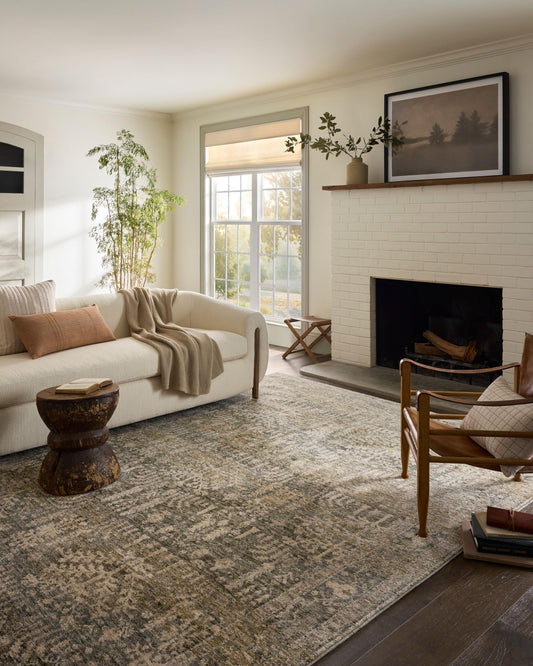 Loloi Magnolia Home by Joanna Gaines Junie Collection JUE-02 Moss/Natural 6'-7" x 9'-10", .38" Pile Height, Area Rug