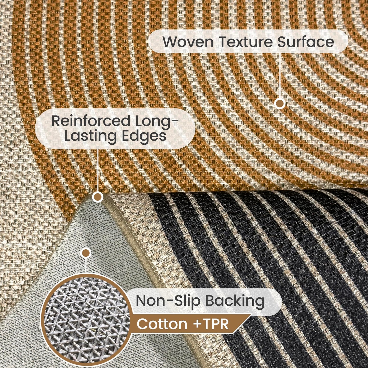 JROSING Washable Rainbow Easy Jute Rug 5x7, Neutral Geometric Modern Outdoor Indoor Patio Farmhouse Large Rugs, Woven Non Slip Thin Carpet for Living Dining Play Room Bedroom Classroom Kids Nursery