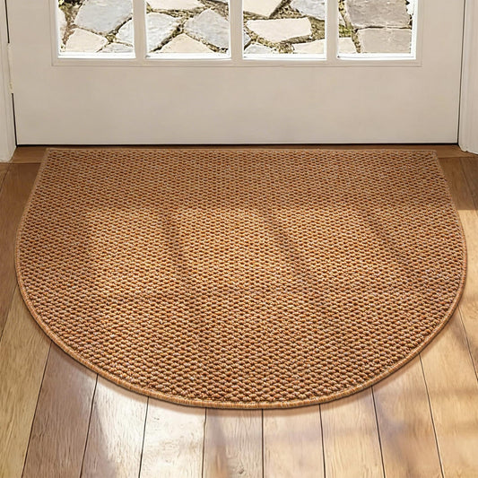 YIHOUSE Half Circle Door Mat, Light Brown, 20" x 31"