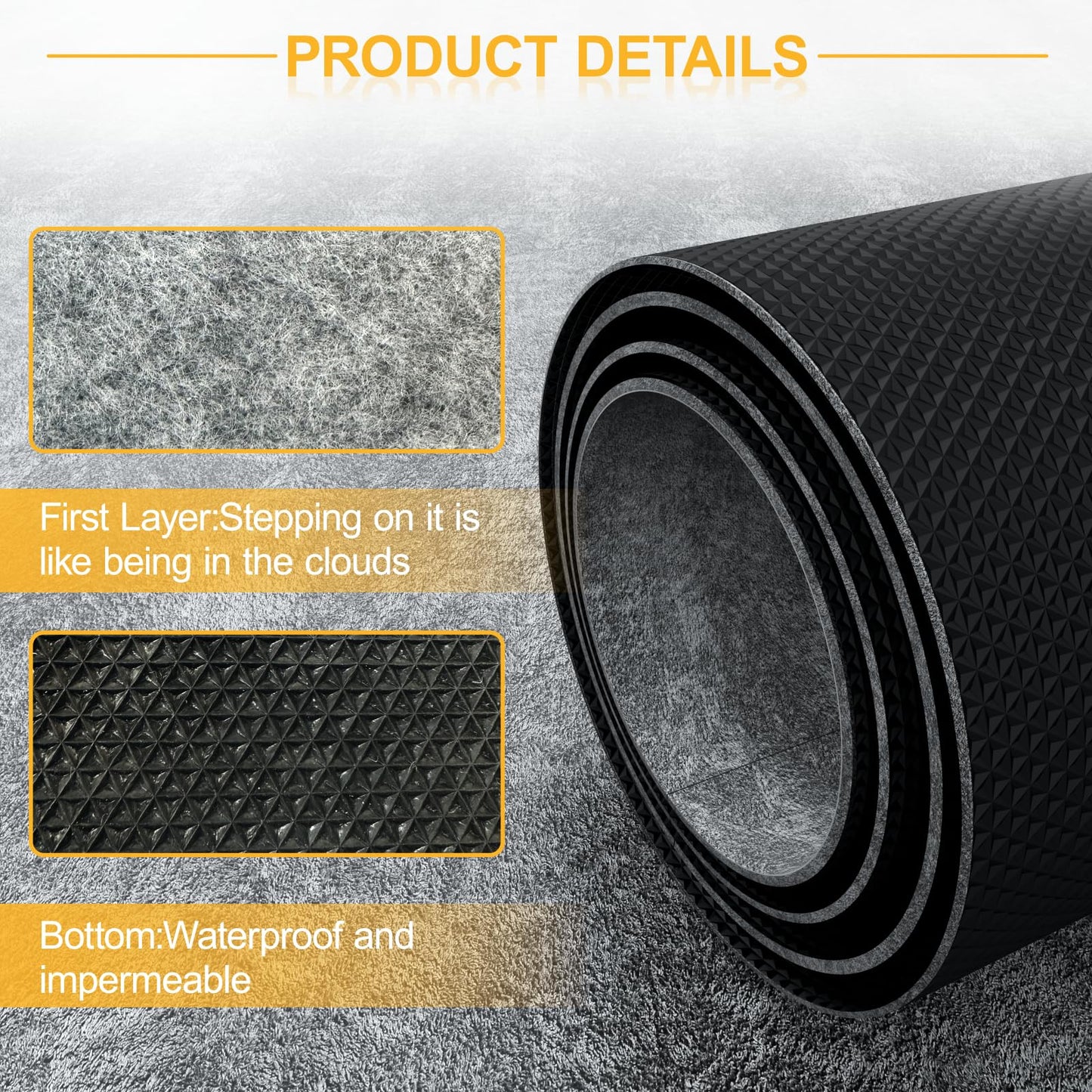 Non Slip Felt Rubber Rug Pad, Thick Felt Rug Pads for Hardwood Floors, Under Area Rugs Protective Cushion Pads for Carpet, Felt and Rubber Underpad for Home Place Surface Safe (Grey, 2' x 4')