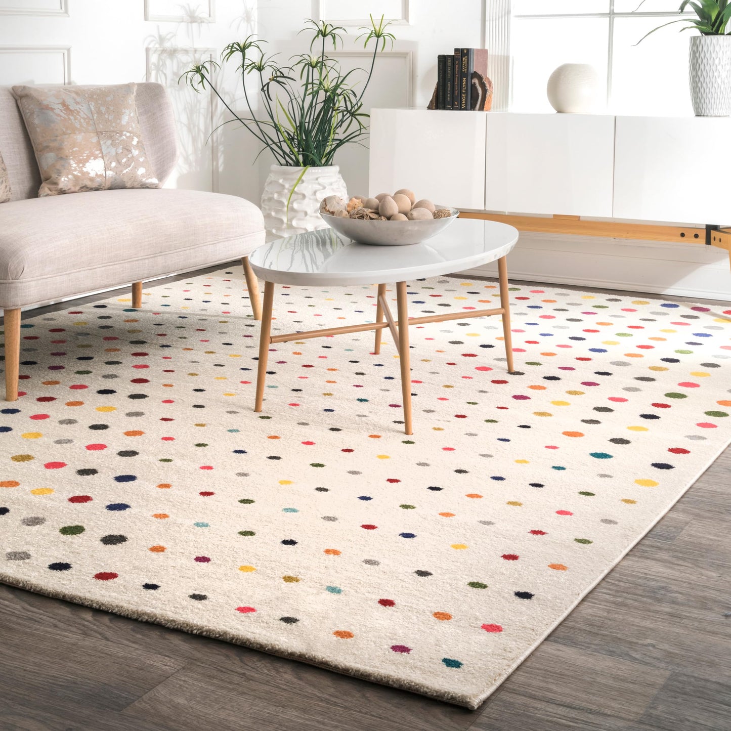 Nuloom Dorie Multicolor/Ivory, 3' x 5', Polka Dot, Soft and Cozy, High Traffic, Stain Resistant, Easy Clean, Durable Area Rug for Bedroom, Living Room, Dining Space, Den, Foyer, Entryway