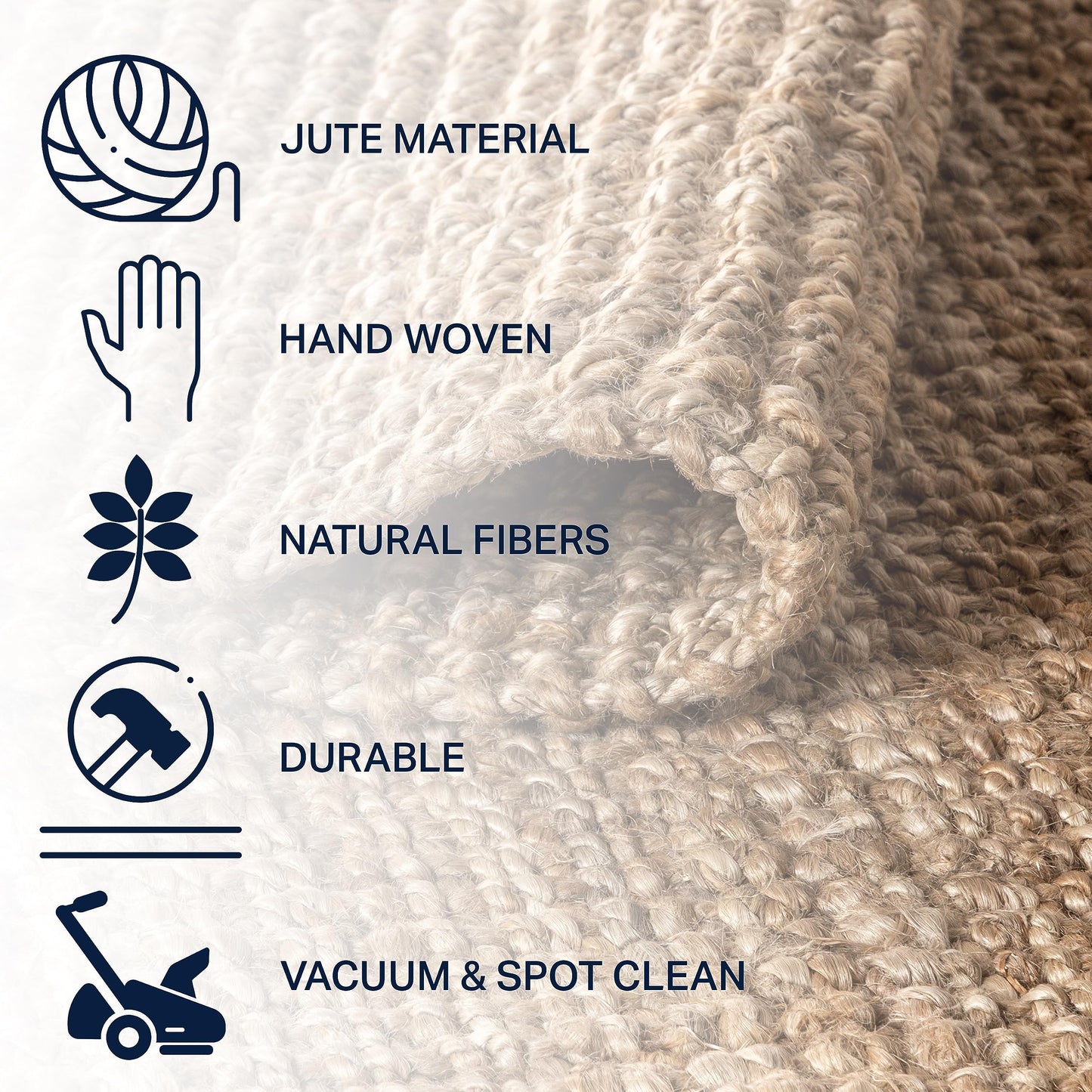 JONATHAN Y Pata Hand Woven Chunky Jute Natural 6x6 Square Indoor Area Rug, Bohemian, Rustic, Cottage, Easy-Cleaning for Living Room, Bedroom, Kitchen, Non-Shedding (NRF102A-6SQ)