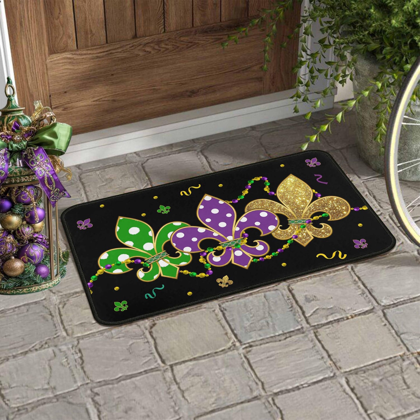 Lumiprinta Mardi Gras Kitchen Rug Set of 2, Carnival Absorbent Washable Non-Slip Comfort Standing Floor Mat for Kitchen Bathroom Living Room Sink Laundry