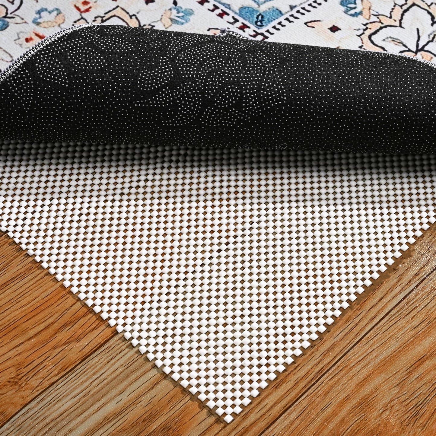 Non Slip Rug Pad Gripper 6X9 FT for Hardwood Floors, Eco-Friendly Anti Skid Mat Under Area Rugs, Keeps Rugs Safe and Flat, Odorless Cushioned Pad for Floor Protection, Easy to Trim Multi-Use Mat