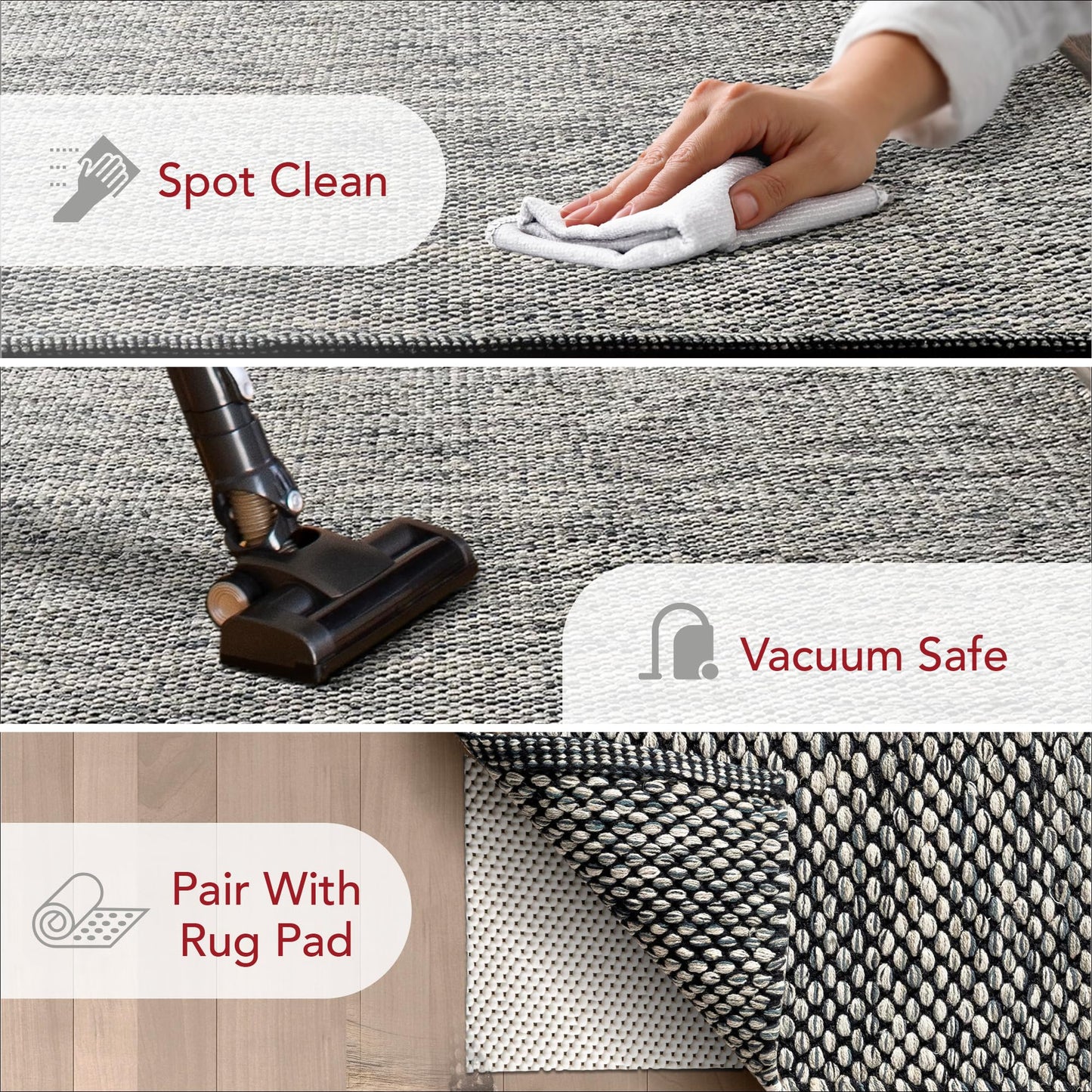 nuLOOM Alessi Solid Farmhouse Cotton Accent Rug, 2x3, Grey