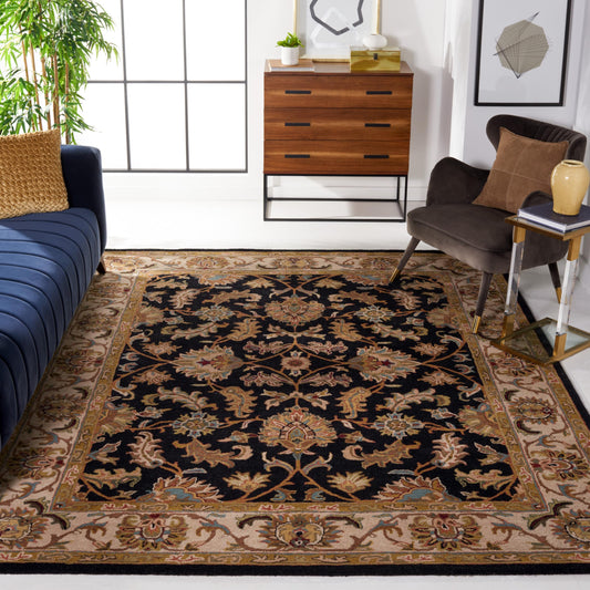 SAFAVIEH Heritage Collection Area Rug - 9'6" x 13'6", Black & Beige, Handmade Traditional Oriental Wool, Ideal for High Traffic Areas in Living Room, Bedroom (HG628B)
