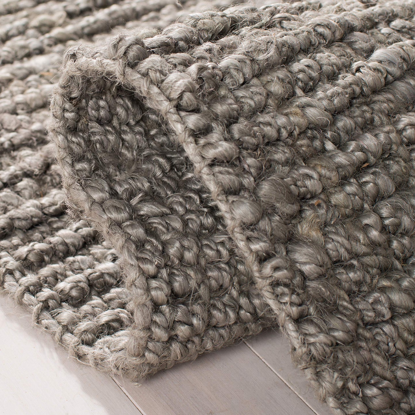 SAFAVIEH Area Rug 5x8 - Natural Fiber Collection - Light Grey, Handmade Jute, Farmhouse Style, Chunky Textured Thick Pile (NF447G)