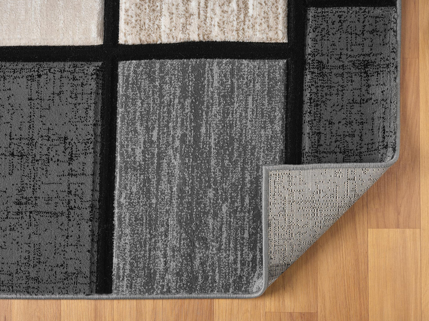 HADBA Modern 4x5 Sand Geometric Living Room Rug - Area Rugs for Living Room Dining & Bedroom - Hand Carved Runner Carpet - Durable Polyester - Non-Fade Stain-Resistant - Turkish Made