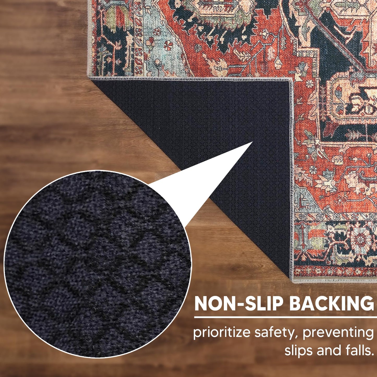 Keen Home Design 3x5 Rug - Machine Washable Entry Rug with Non-Slip Backing, Ideal for Enteryway, Kitchen, Bathroom, Laundry Room - Vintage, Easy Clean, Durable, Low Pile Rug - (3' x 5')